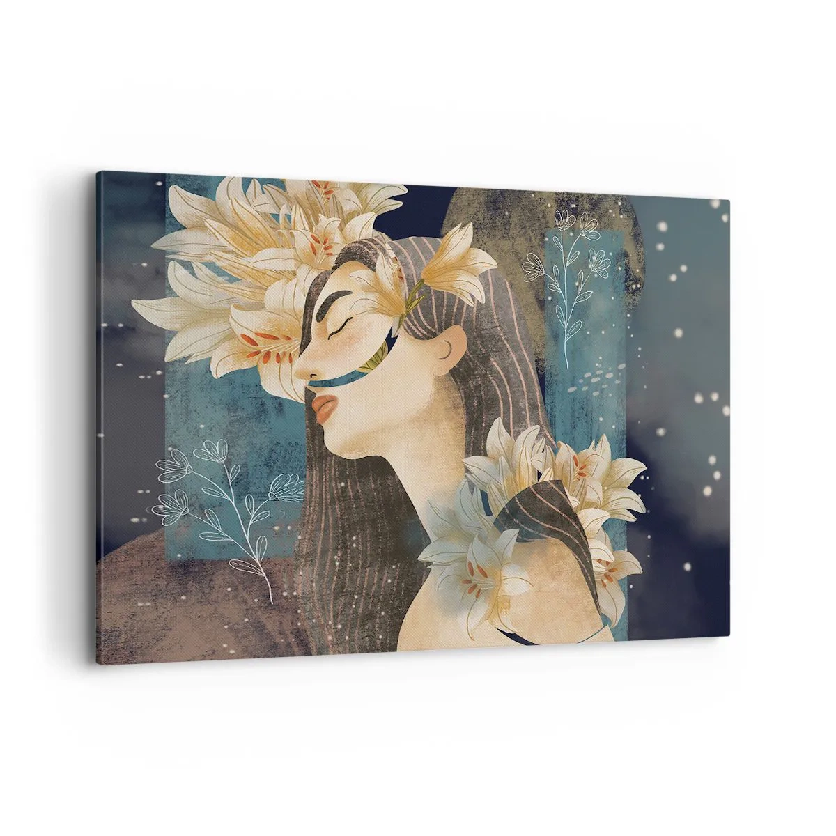 Lærredstryk - Billede på lærred - Eventyret om prinsessen med liljerne - 120x80 cm