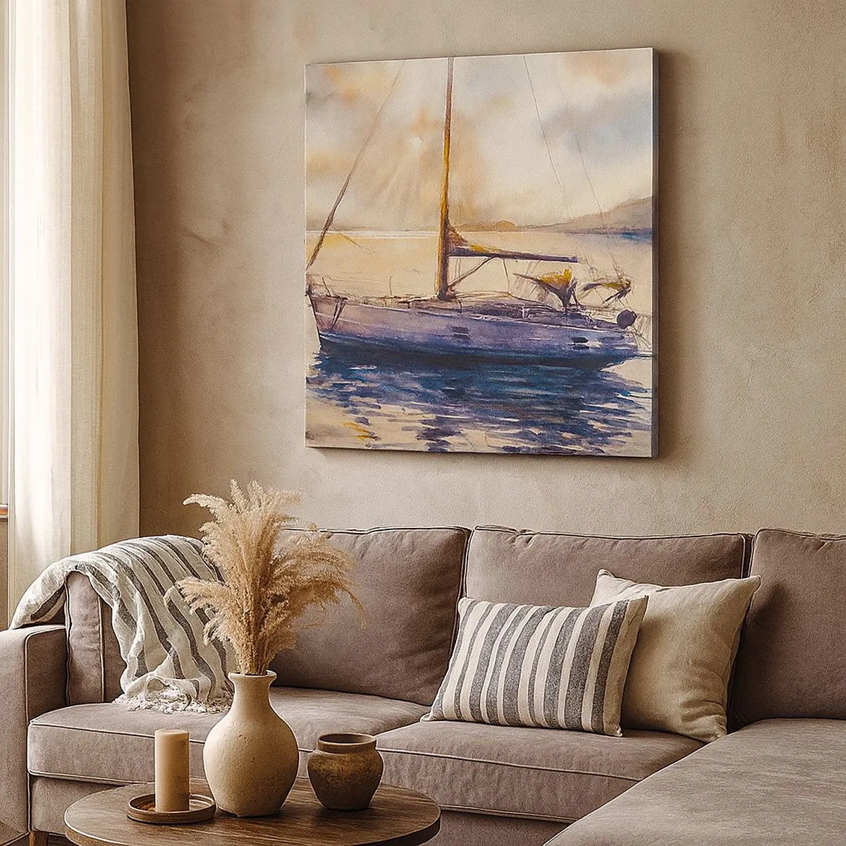 Lærredstryk - Billede på lærred - Aften i bugten - 30x30 cm