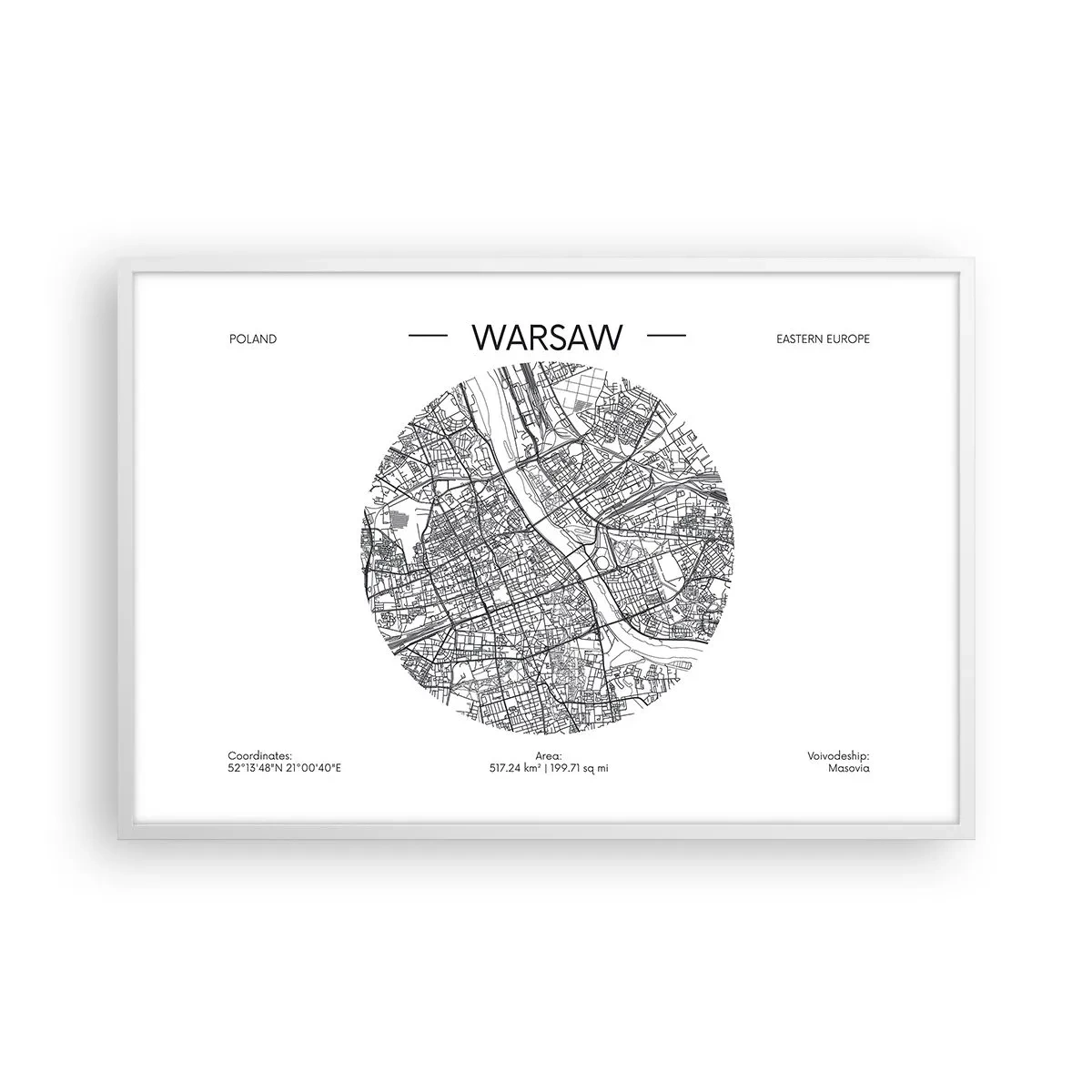 Plakat i hvid ramme - Warszawas anatomi - 91x61 cm