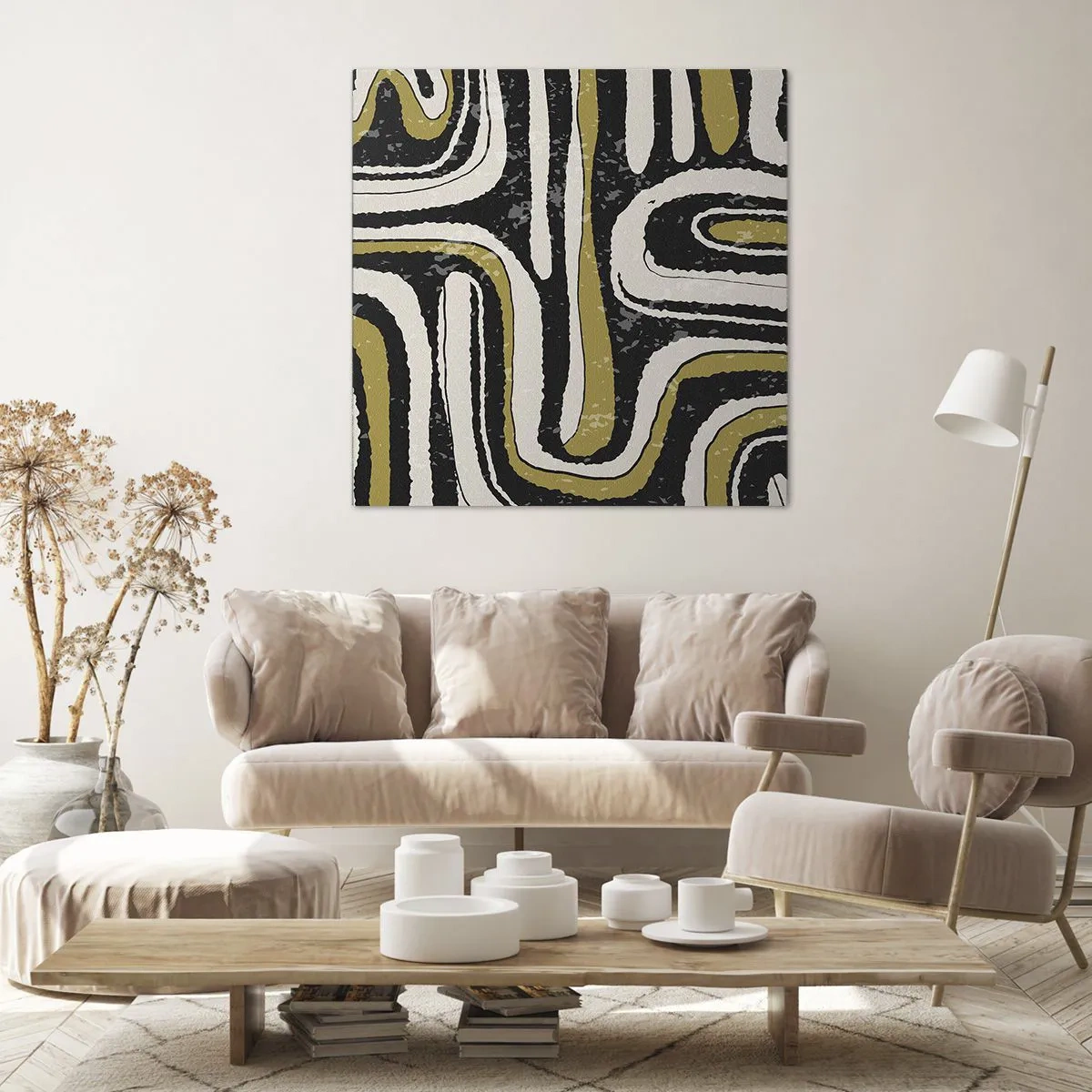 Lærredstryk - Billede på lærred - Komposition: stier og gyder - 70x70 cm