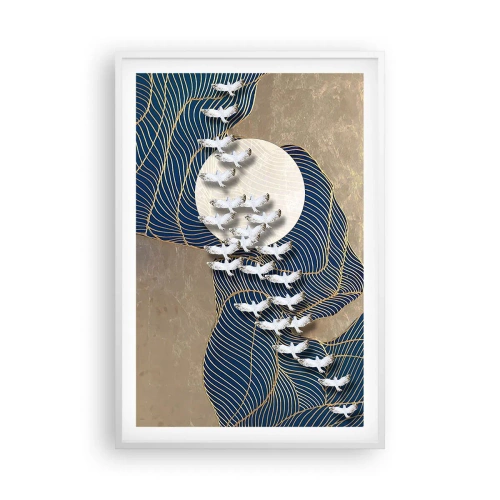 Plakat i hvid ramme - Frihed, rejselyst, fællesskab - 61x91 cm