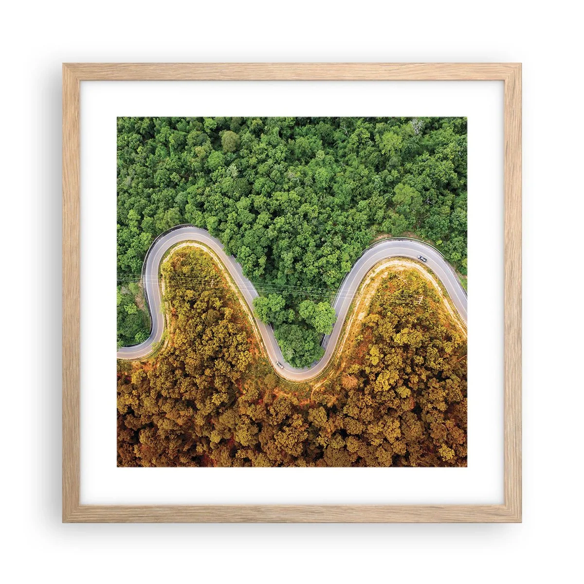 Plakat i ramme af lyst egetræ - Grænser og gennembrud - 40x40 cm