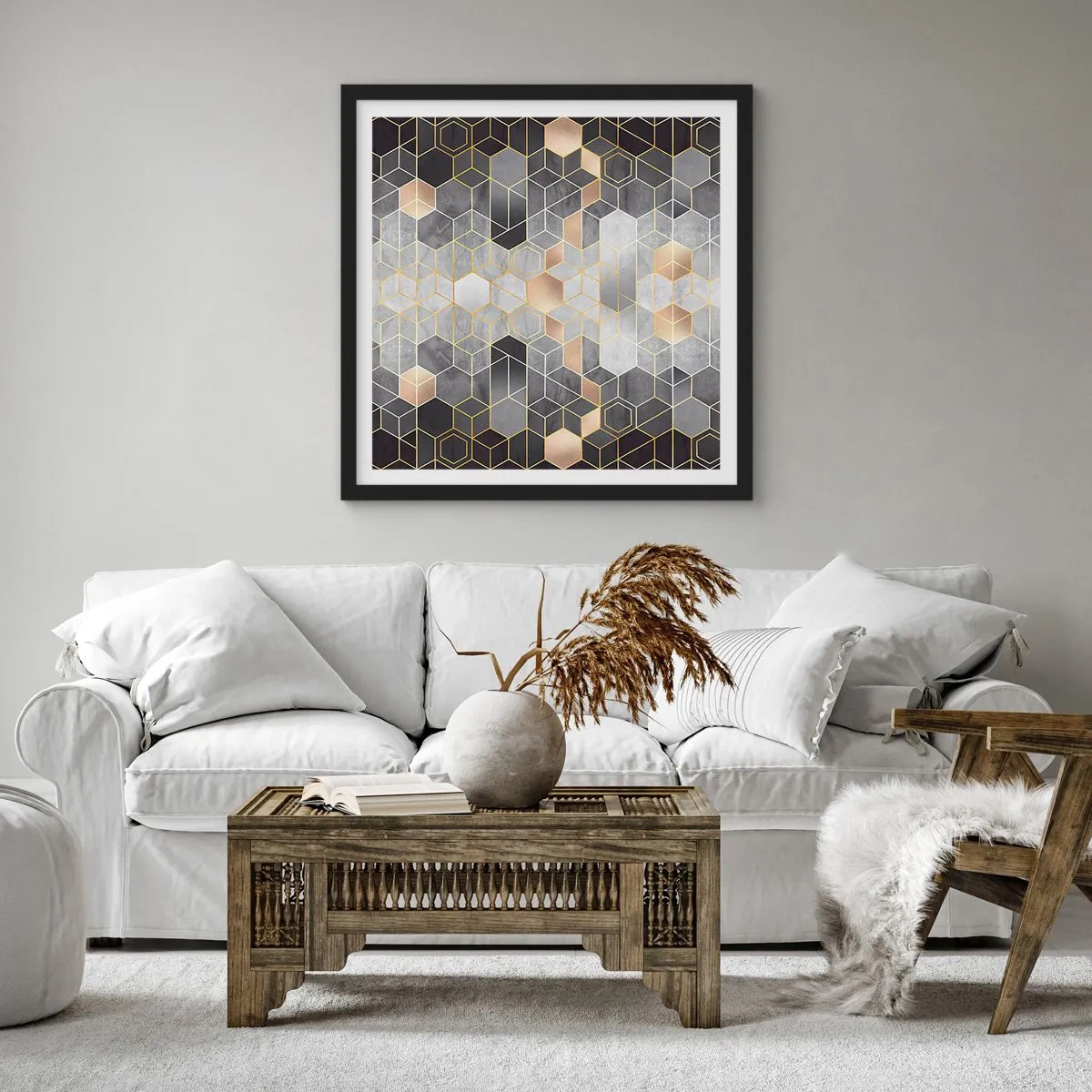 Plakat i sort ramme - Sammensætning af diamanter - 60x60 cm