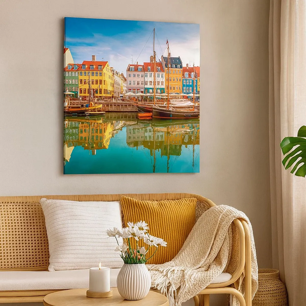 Lærredstryk - Billede på lærred - Over vand så glat som et spejl - 30x30 cm