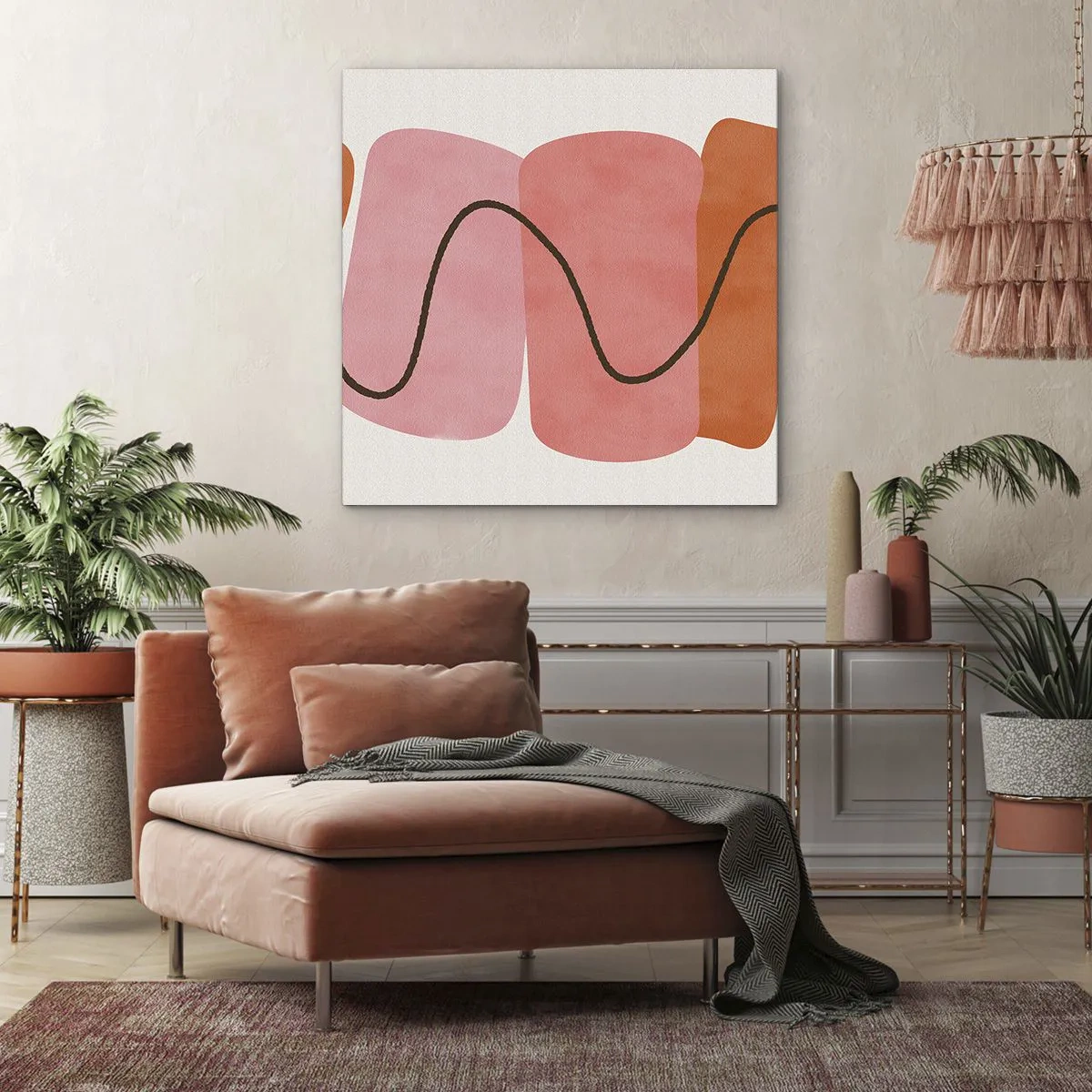 Lærredstryk - Billede på lærred - Formernes blide bevægelse - 60x60 cm