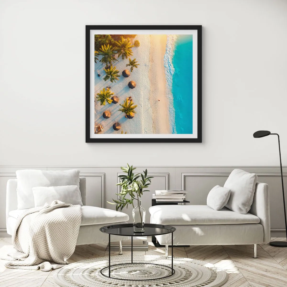 Plakat i sort ramme - Velkommen til paradis - 30x30 cm