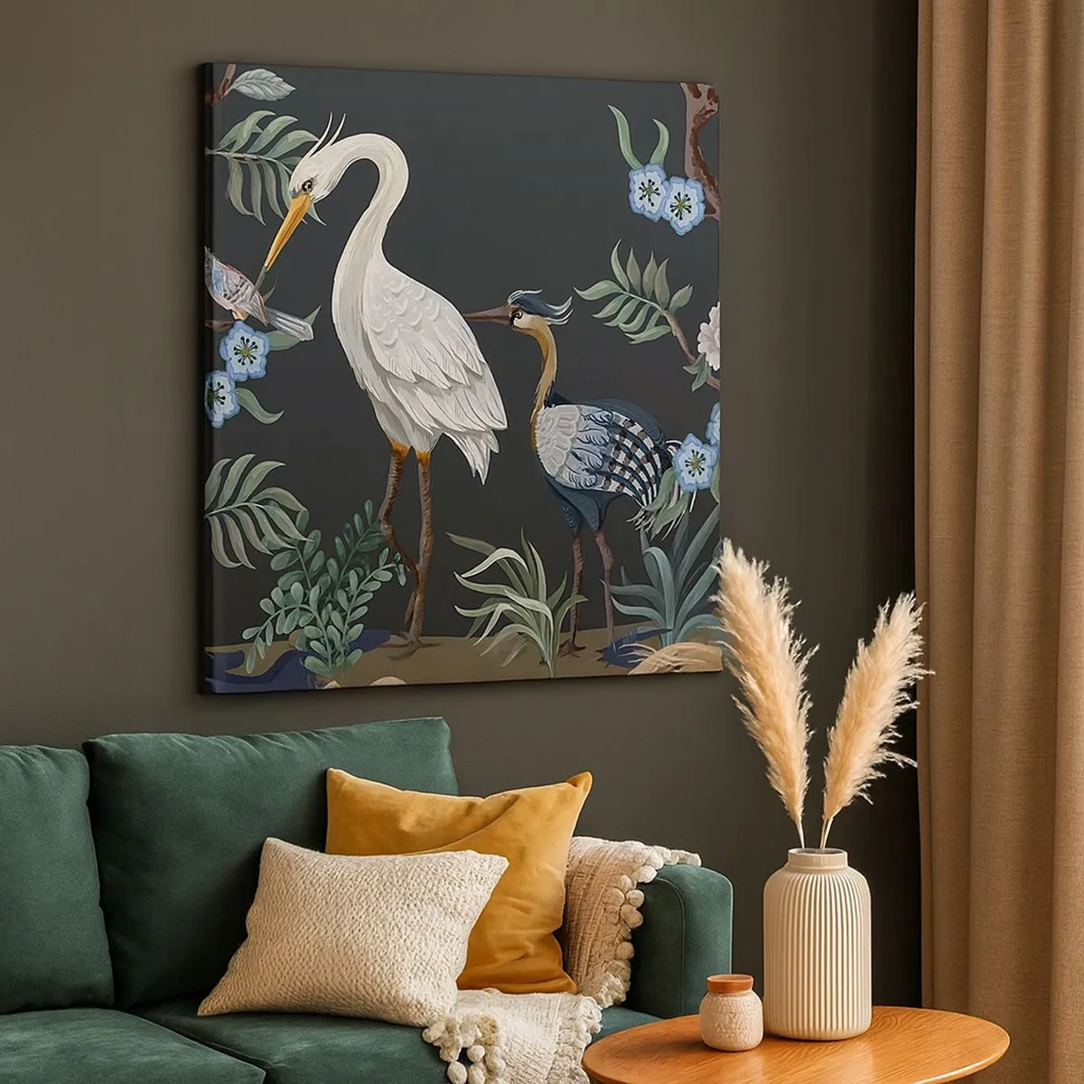 Lærredstryk - Billede på lærred - Fugleparade - 30x30 cm