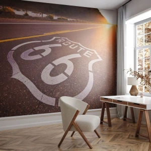 Fototapet Selvklæbende Deluxe Sticker - Den berømte Route 66 - USA, Automotive, Rute 66 - 100x70 cm
