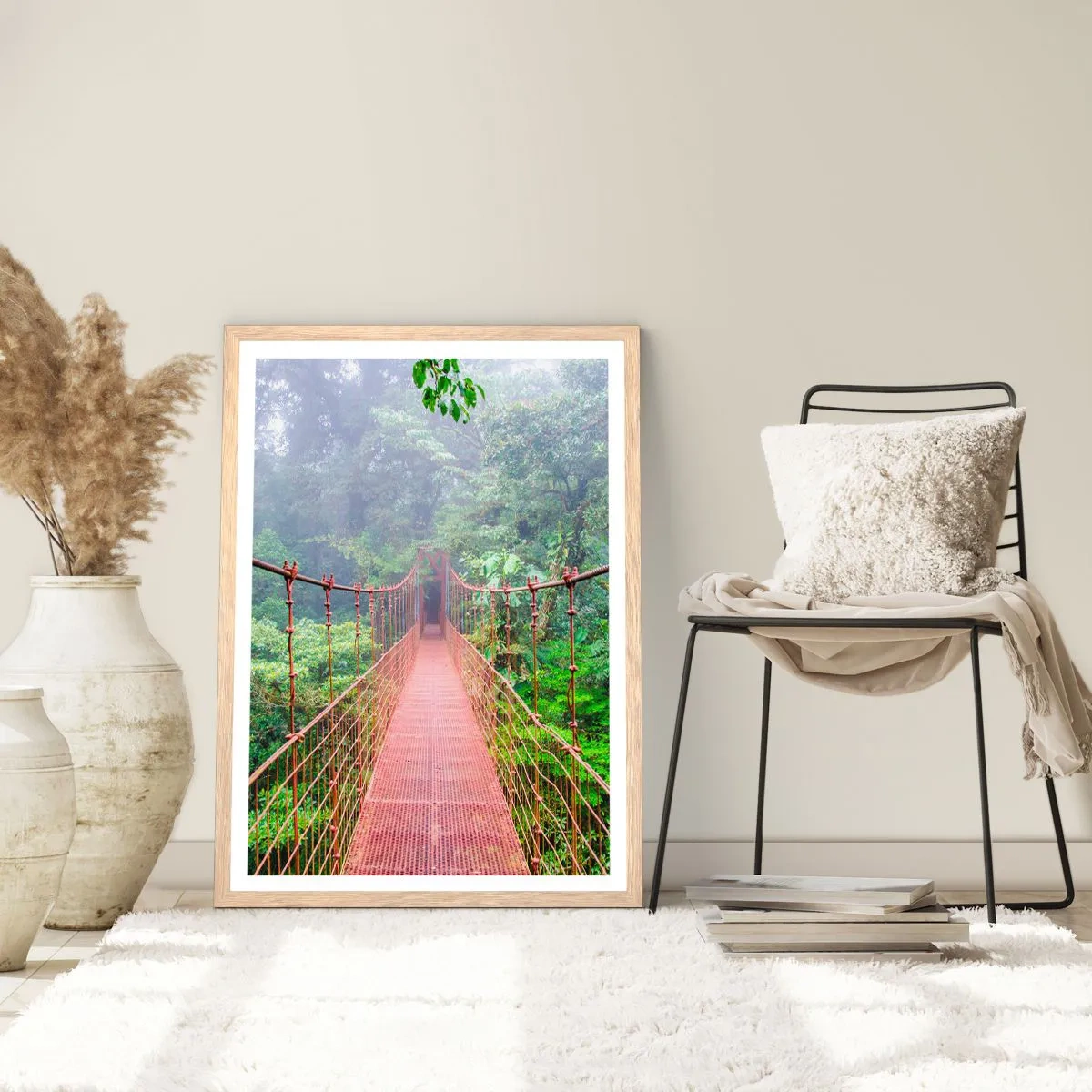 Plakat i ramme af lyst egetræ - Ophængt over kronerne - 70x100 cm
