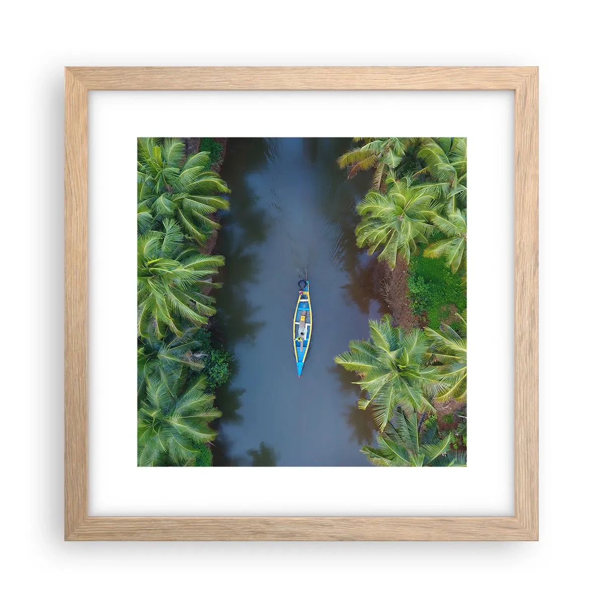 Plakat i ramme af lyst egetræ - På en tropisk sti - 30x30 cm