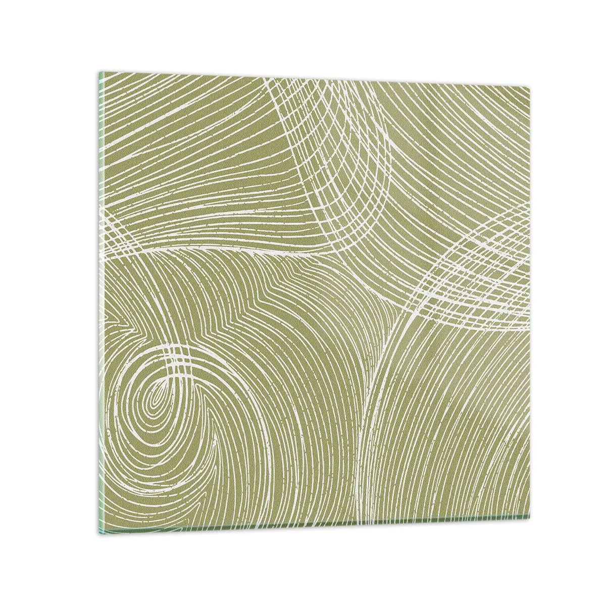 Billede på glas - Indviklet abstraktion i hvidt - 40x40 cm