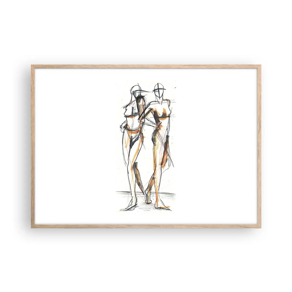 Plakat i ramme af lyst egetræ - En undersøgelse af charme - 100x70 cm