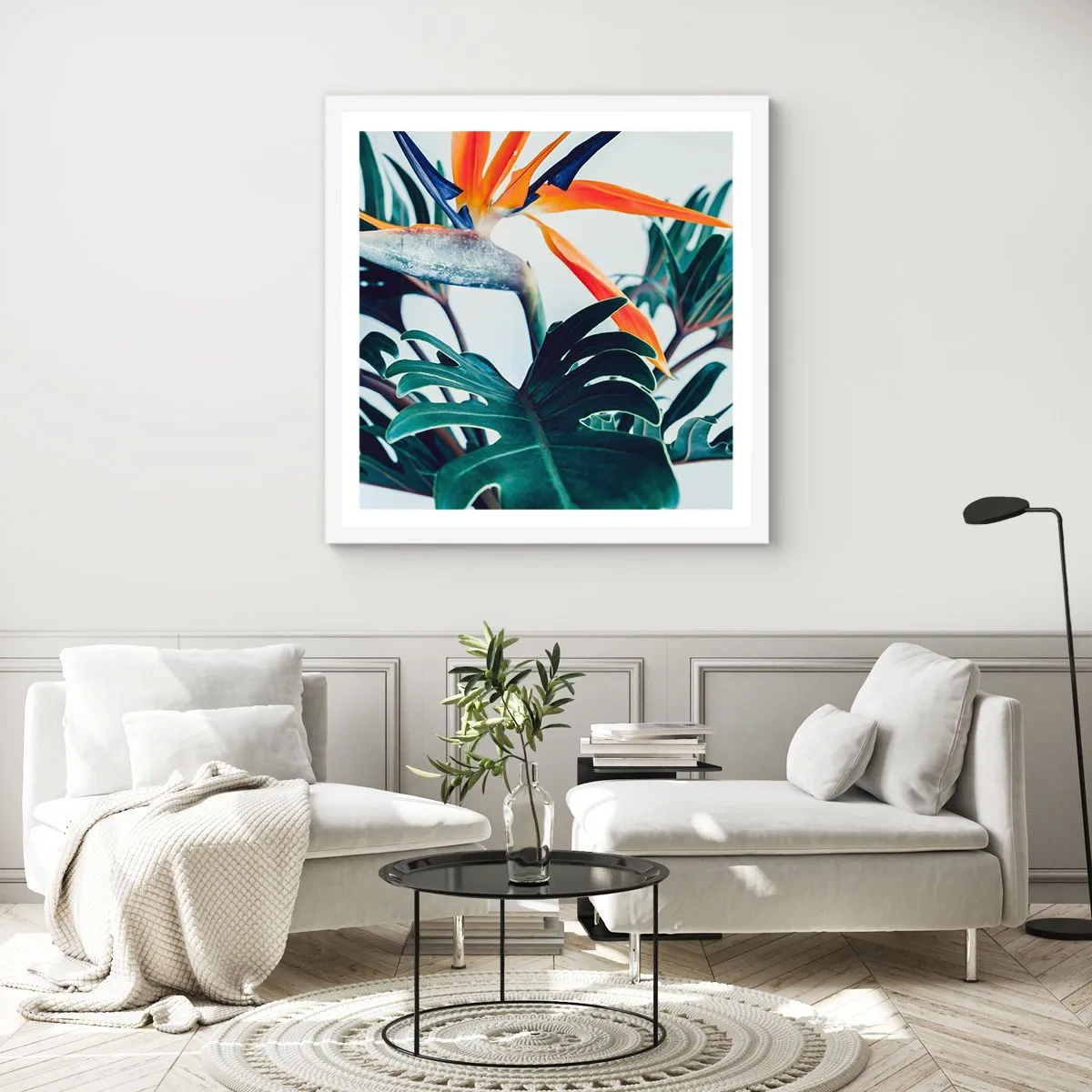 Plakat i hvid ramme - Fuglebur - 30x30 cm
