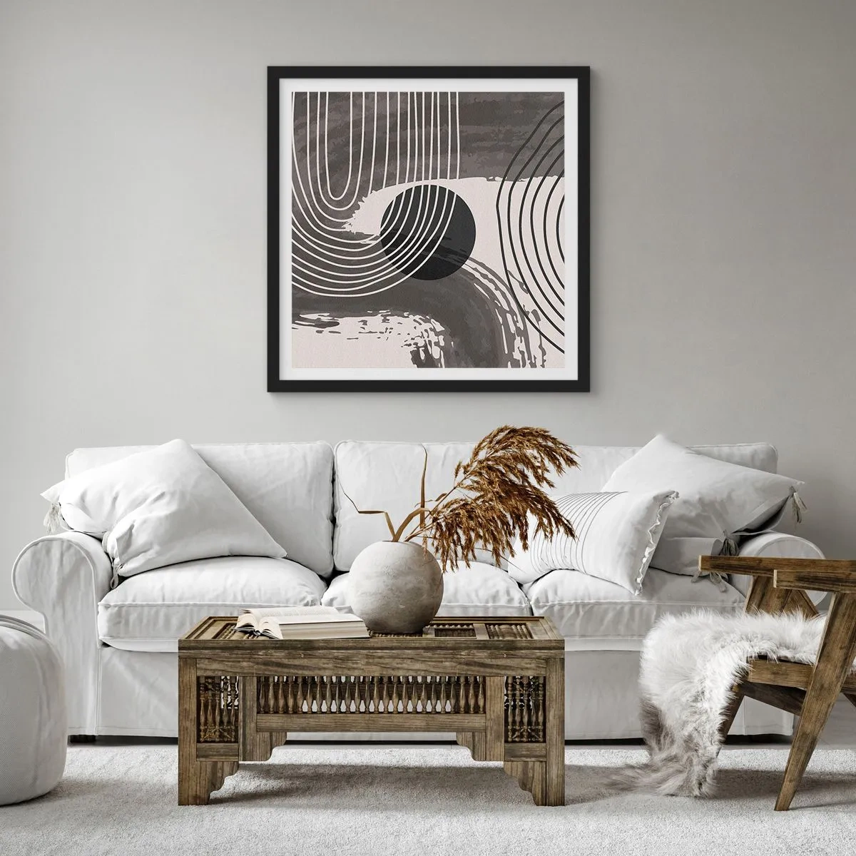 Plakat i sort ramme - Oval vinder - 60x60 cm