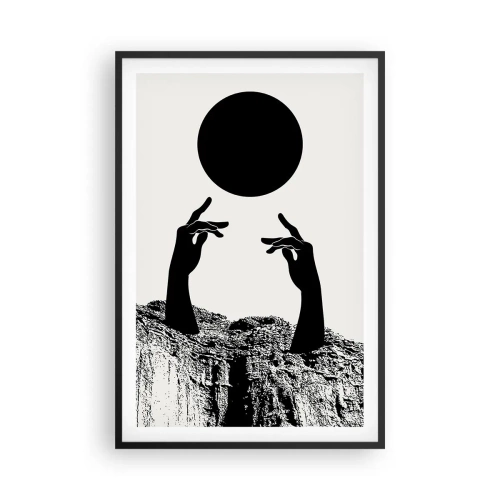 Plakat i sort ramme - Surrealistisk komposition: solen og resten - 61x91 cm