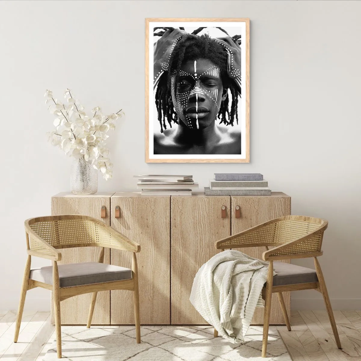 Plakat i ramme af lyst egetræ - Hvor er du? - 40x50 cm