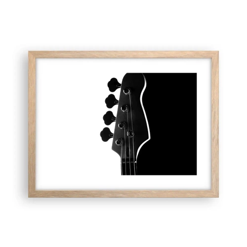 Plakat i ramme af lyst egetræ - Stilhed i klipper  - 40x30 cm