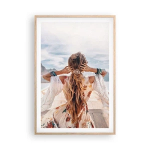 Plakat i ramme af lyst egetræ - På vej mod lykken - 61x91 cm
