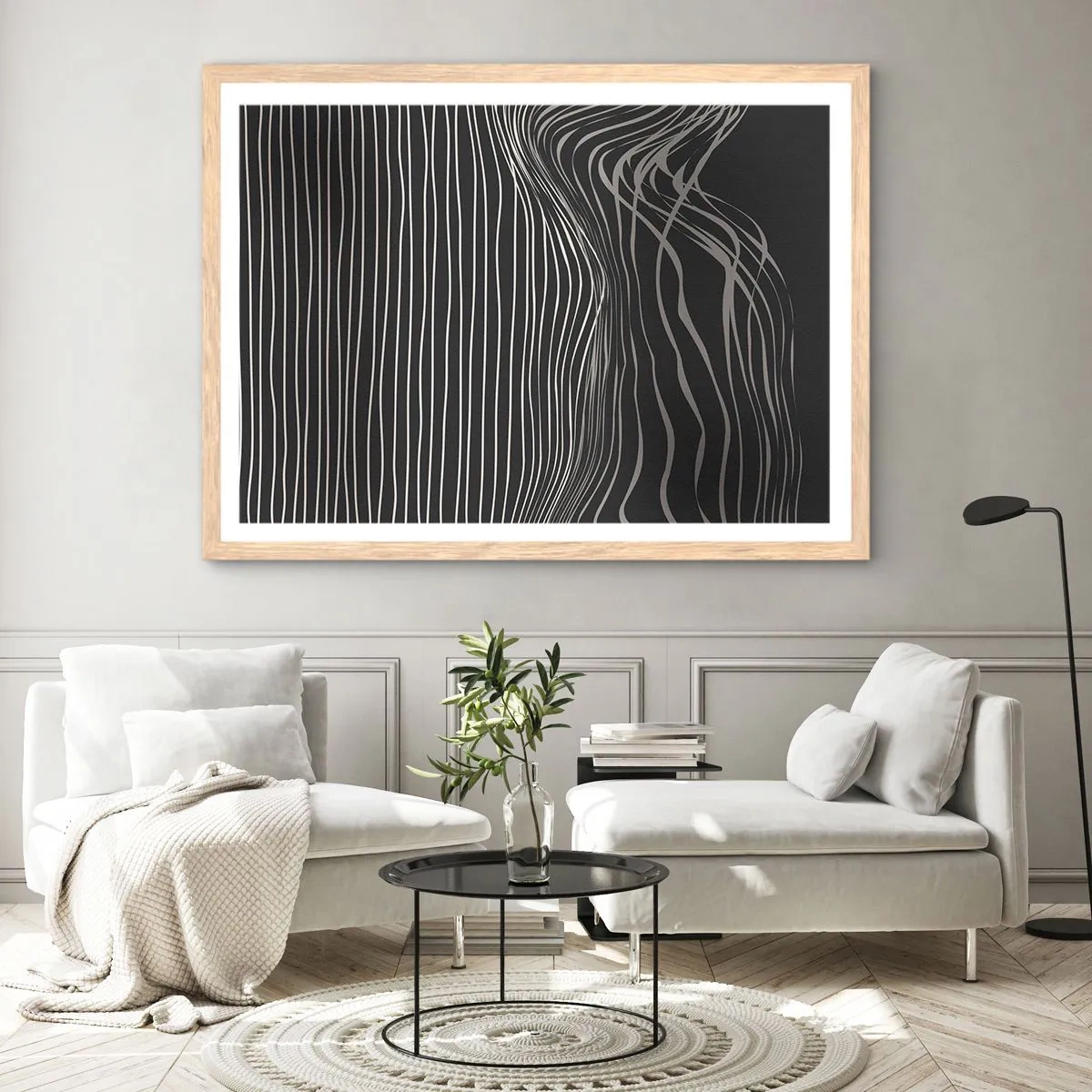 Plakat i ramme af lyst egetræ - Rytme og accent - 91x61 cm