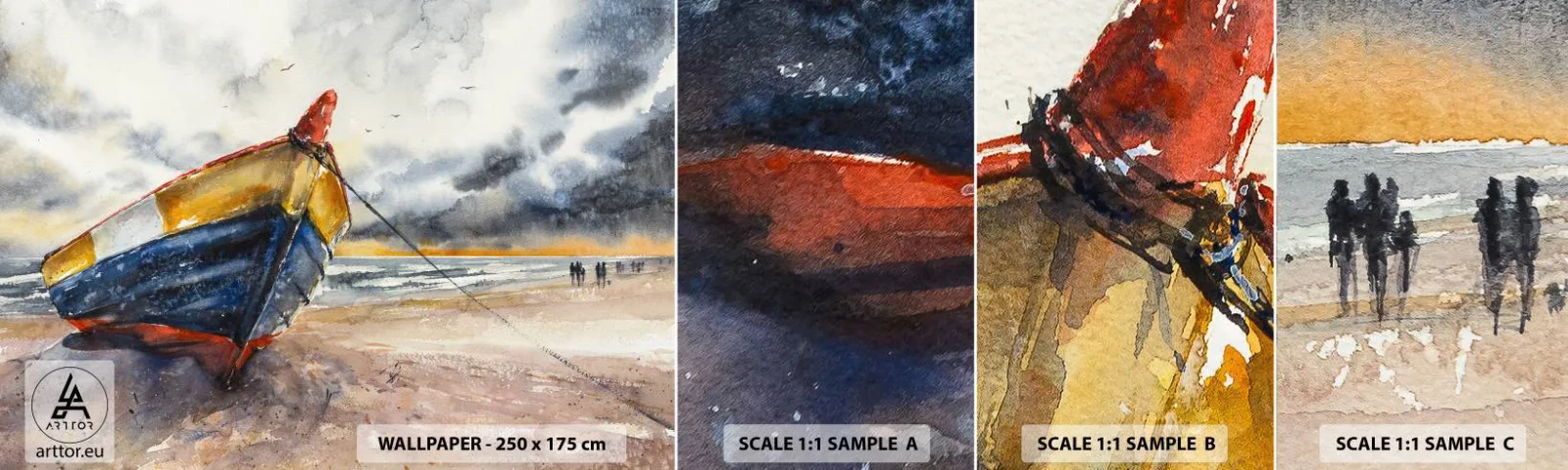 Fototapet Prøve Standard Eco - Hvile på stranden - Landskab, Båd, Ved havet - 100x30 cm