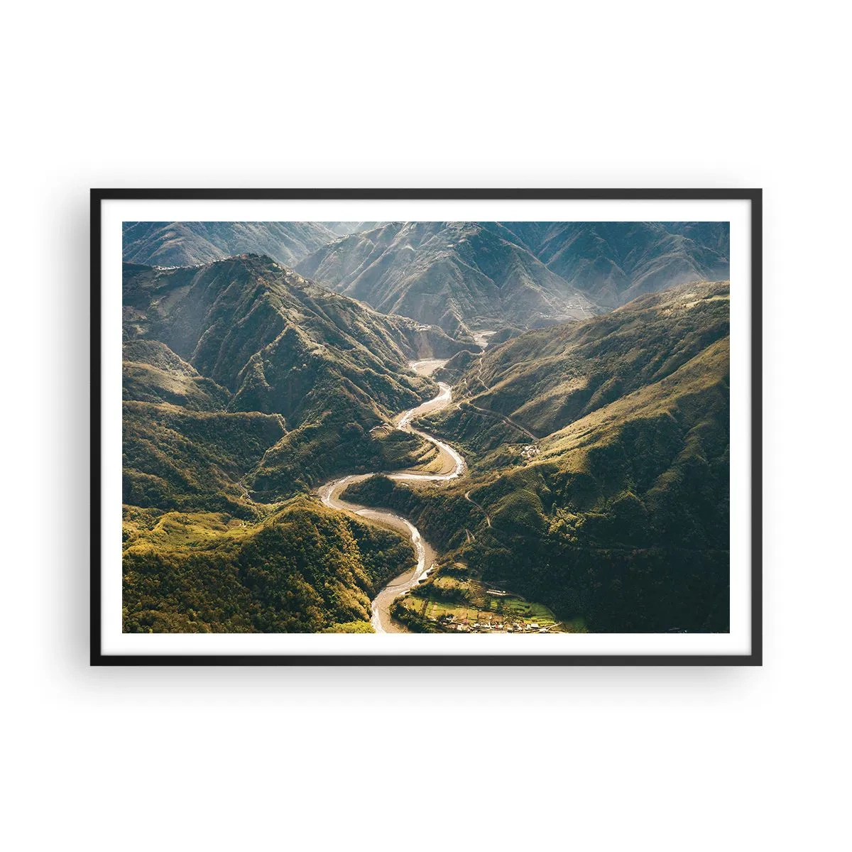 Plakat i sort ramme - Direkte fra hjertet af bjergene - 100x70 cm