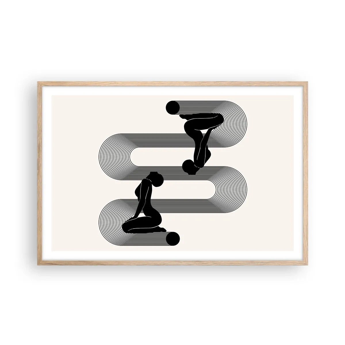Plakat i ramme af lyst egetræ - Sensuel symmetri - 91x61 cm