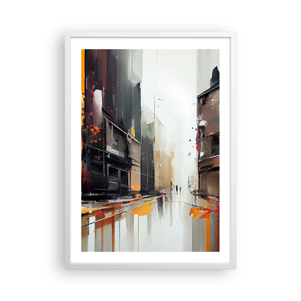 Plakat i hvid ramme - Regnfuld dag - 50x70 cm