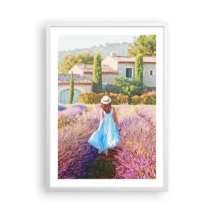 Plakat i hvid ramme - Lavendel pige - 50x70 cm