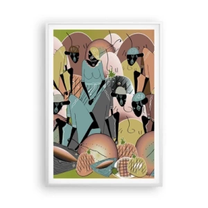 Plakat i hvid ramme - Den store fejring er på vej - 70x100 cm