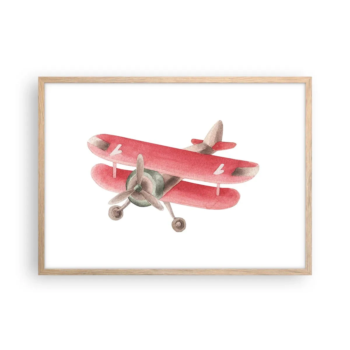 Plakat i ramme af lyst egetræ - Klar til at flyve højt - 70x50 cm