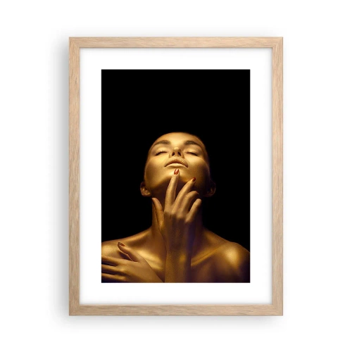 Plakat i ramme af lyst egetræ - Som gylden silke - 30x40 cm