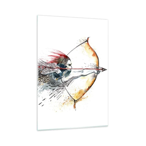 Billede på glas - Mytisk kriger med en brændende bue - 80x120 cm