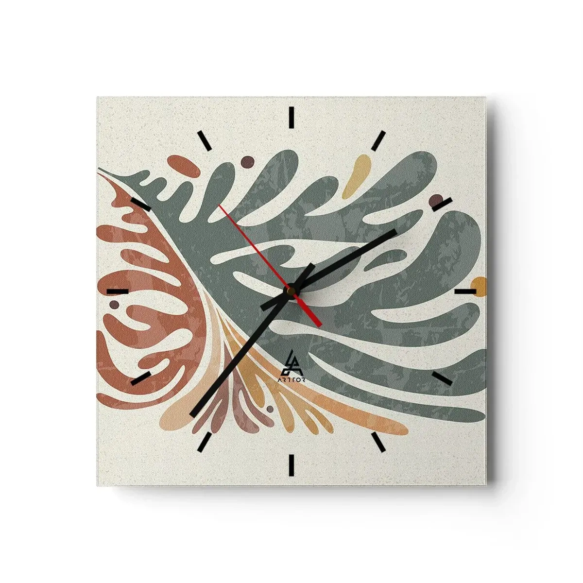 Vægur, Uret - Flerfarvet blad - 30x30 cm