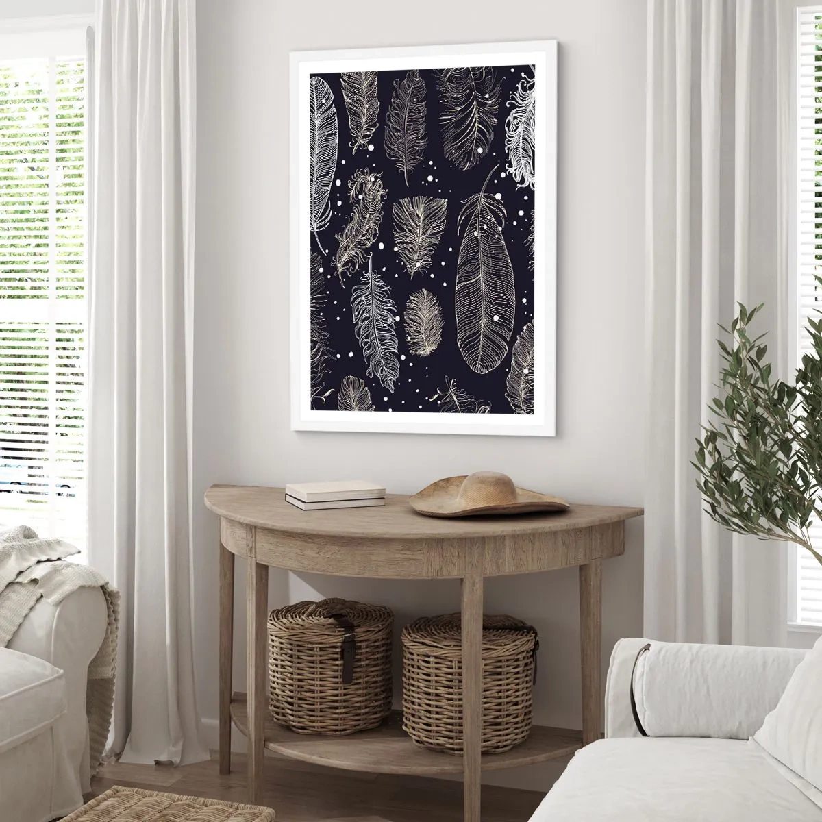 Plakat i hvid ramme - Fjerede blonder - 30x40 cm