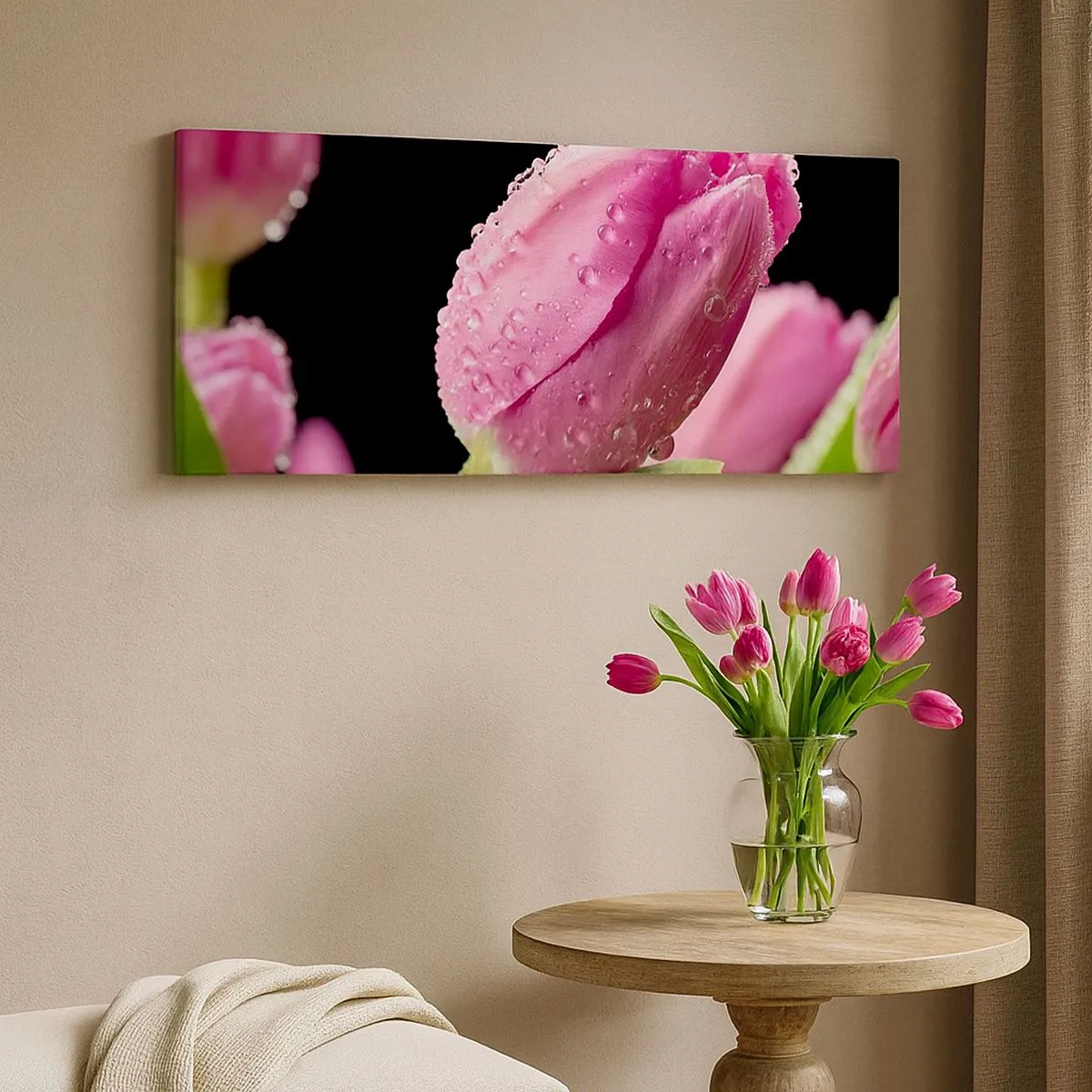 Lærredstryk - Billede på lærred - En lilla drøm i duggen - 100x40 cm