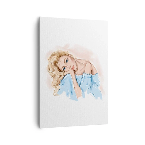 Lærredstryk - Billede på lærred - Drømmende i blåt - 70x100 cm