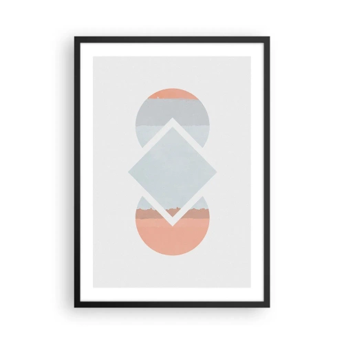 Plakat i sort ramme - En abstrakt komposition af geometriske former og pastelfarver. - 50x70cm - Situationen er klar - Moderne vægdekoration til stue og soveværelse ARTTOR