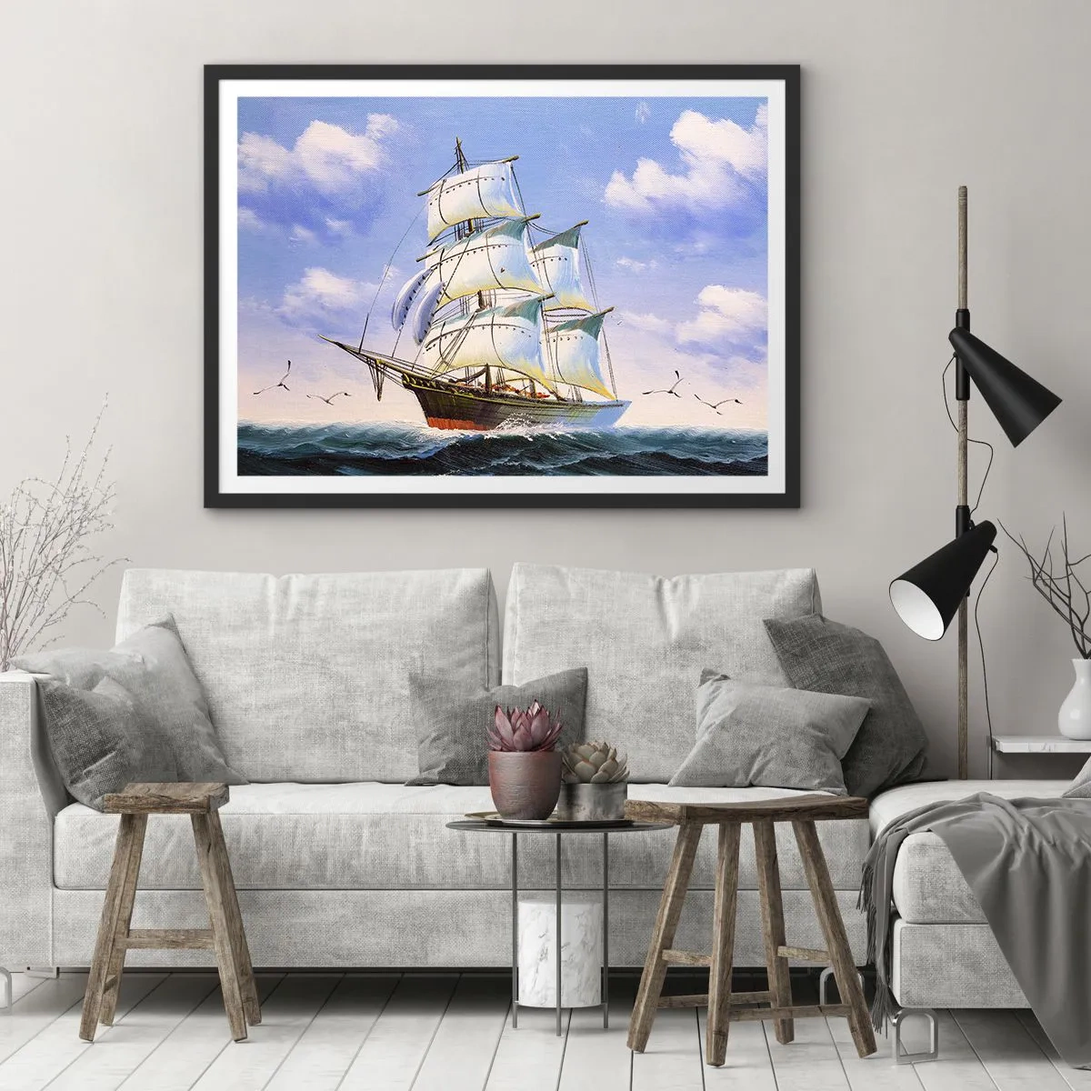 Plakat i sort ramme - Stolt med vinden - 70x50 cm
