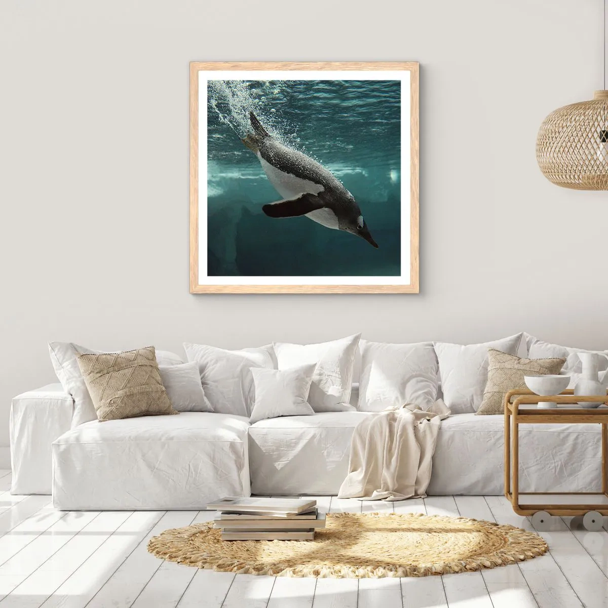 Plakat i ramme af lyst egetræ - Velkommen til min verden - 60x60 cm