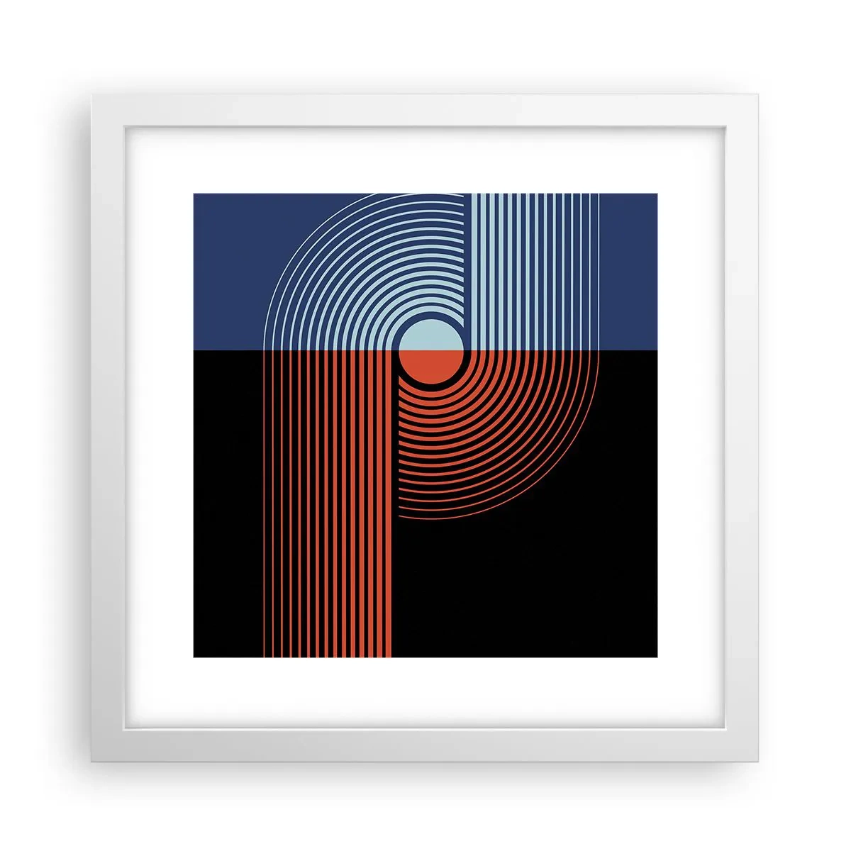 Plakat i hvid ramme - I en geometrisk omfavnelse - 30x30 cm