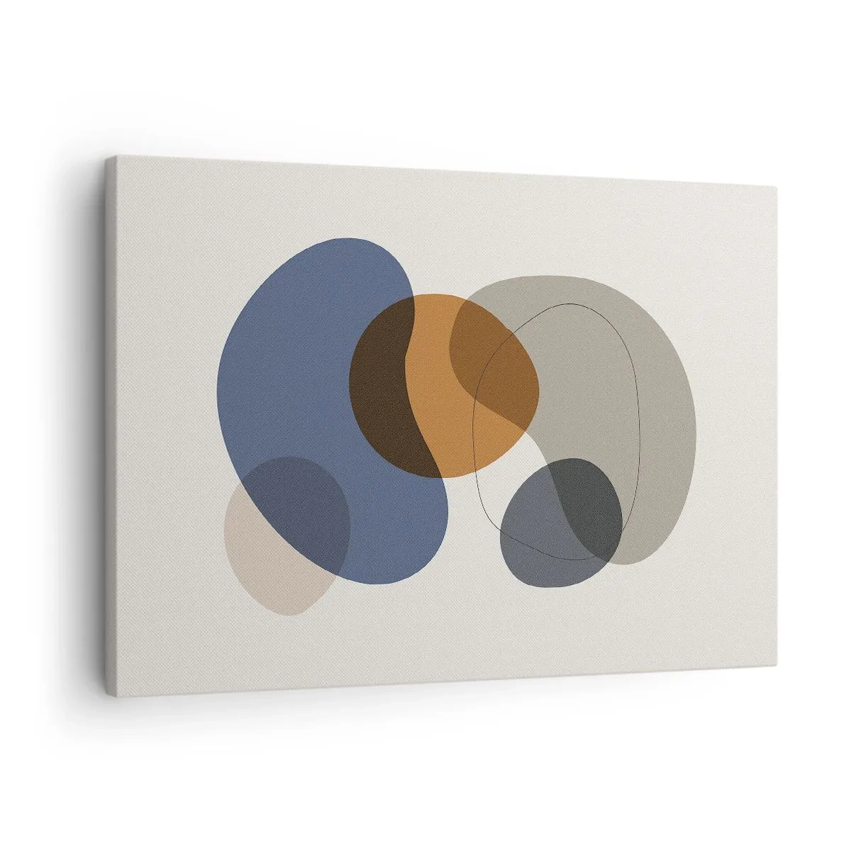 Lærredstryk - Billede på lærred - Abstrakte farverige former i nuancer af blå og brun - 70x50cm - Dråber af farve - Moderne vægdekoration til stue og soveværelse ARTTOR
