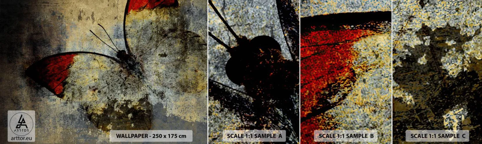 Fototapet Prøve Standard Eco - Se, før jeg forsvinder - Abstraktion, Sommerfugl, Stykke - 100x30 cm