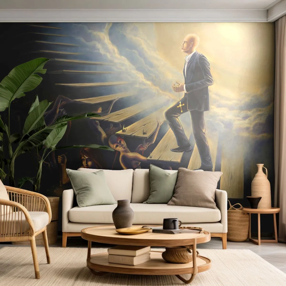 Fototapet Premium Sand - En dantesk rejse mod lyset - Abstraktion, Fantasi, Mennesker - 100x70 cm