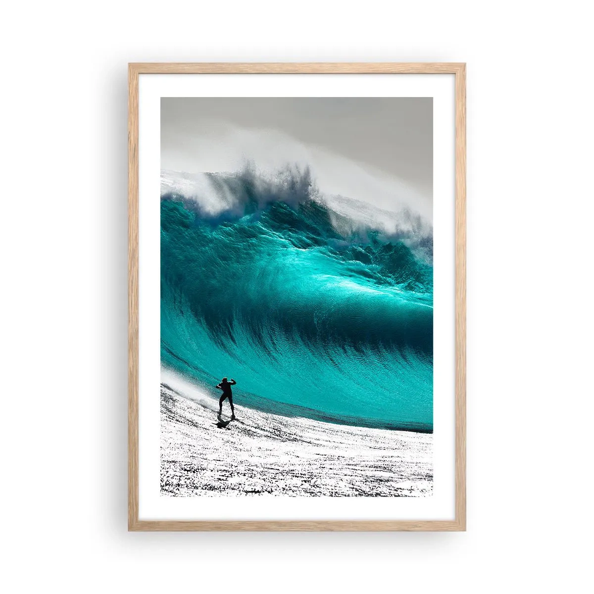 Plakat i ramme af lyst egetræ - Udfordring accepteret - 50x70 cm