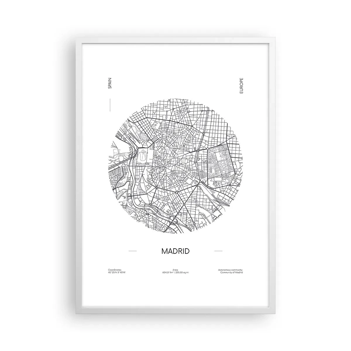 Plakat i hvid ramme - Madrids anatomi - 50x70 cm