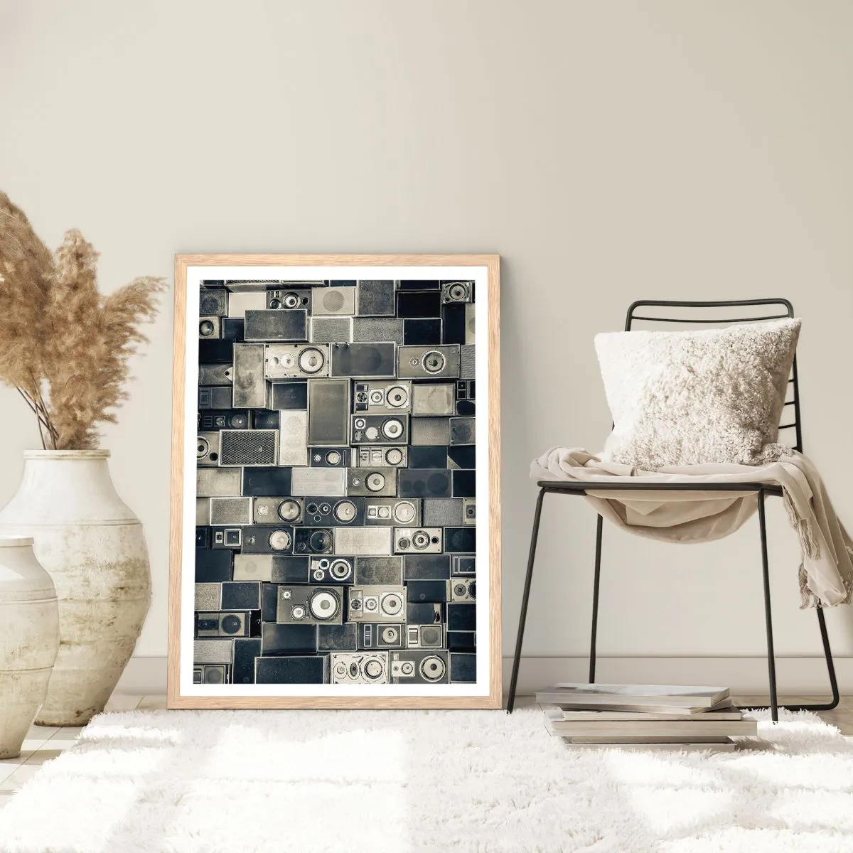 Plakat i ramme af lyst egetræ - Og alt er i orden - 70x100 cm