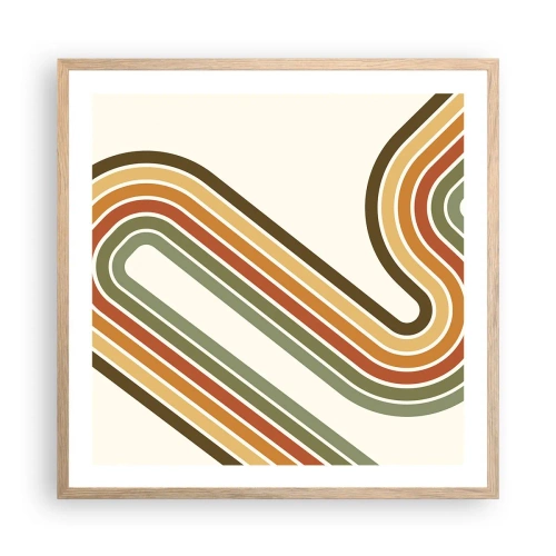Plakat i ramme af lyst egetræ - Zigzag til destinationen - 60x60 cm