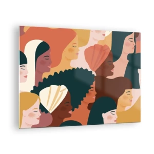 Billede på glas - Stilfuld illustration af forskellige kvindelige silhuetter - 70x50cm - Kun kvindelighed - Moderne vægdekoration til stue og soveværelse ARTTOR