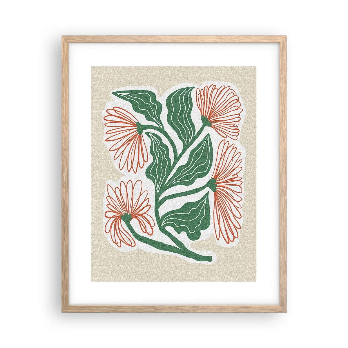 Plakat i ramme af lyst egetræ - Folkeligt og moderne - 40x50 cm