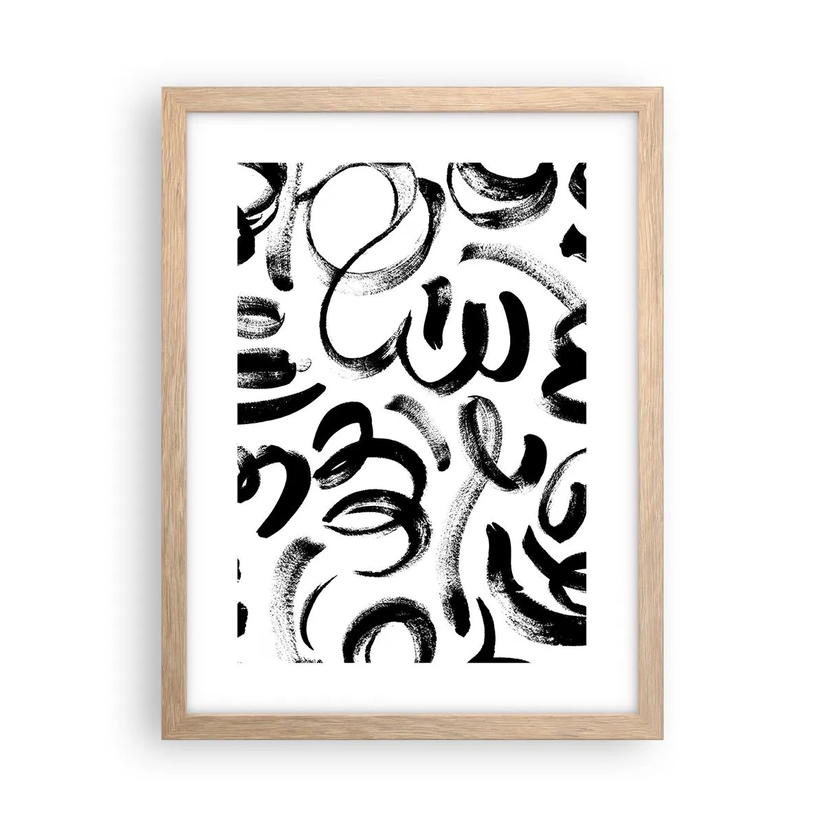 Plakat i ramme af lyst egetræ - I sort og hvidt - 30x40 cm